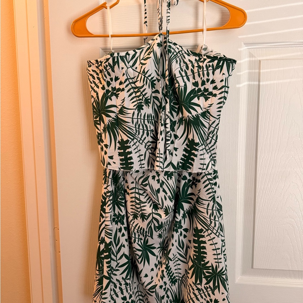 Tropical Green and White Strapless Dress